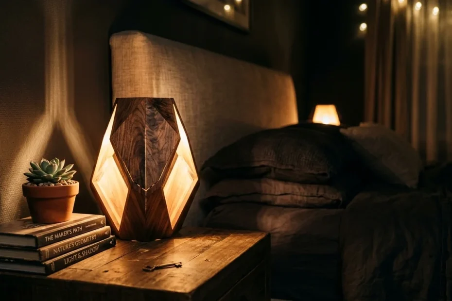 bed side wooden lamp in a quiet mood