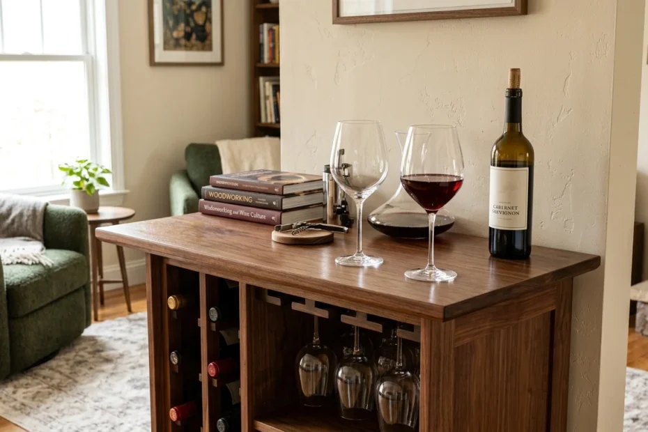 a beautiful wooden wine bar