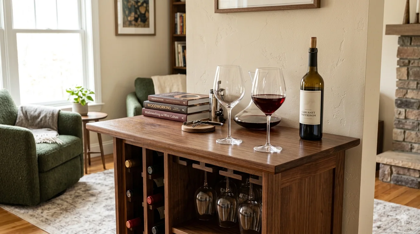 a beautiful wooden wine bar