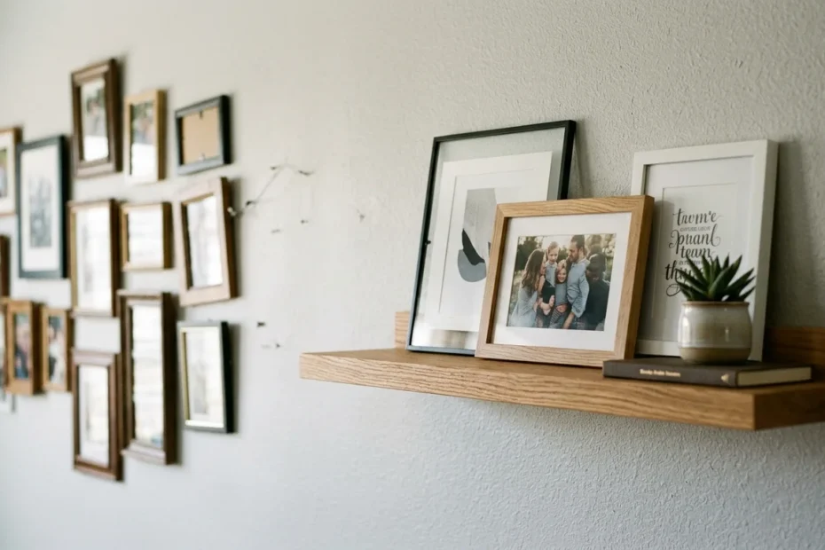 photo ledges hanging on the wall