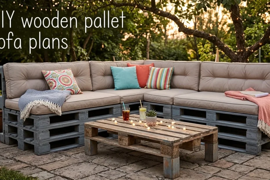 a colorful wooden pallet sofa with a pallet center table