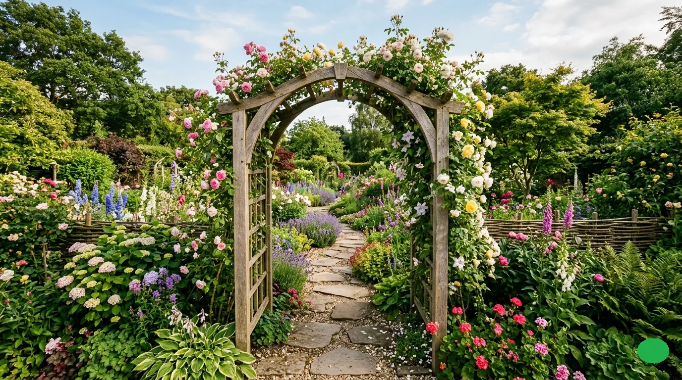 image of a wooden garden archway