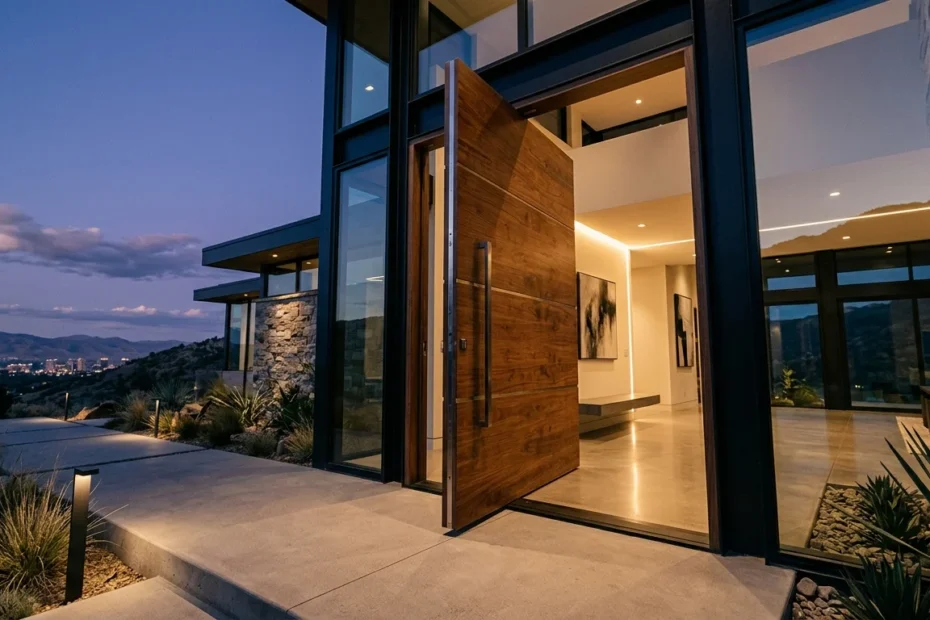 a beautiful Wooden Pivot Door System