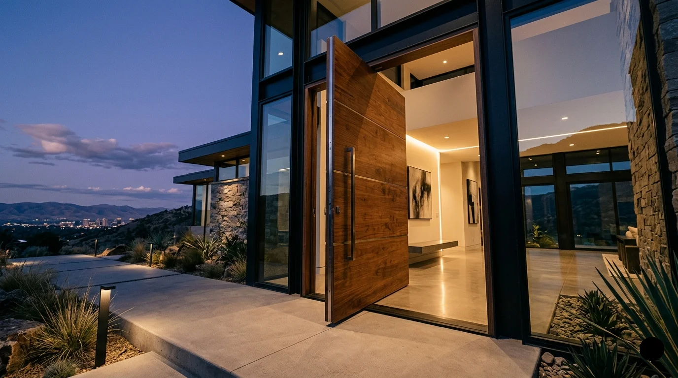 a beautiful Wooden Pivot Door System