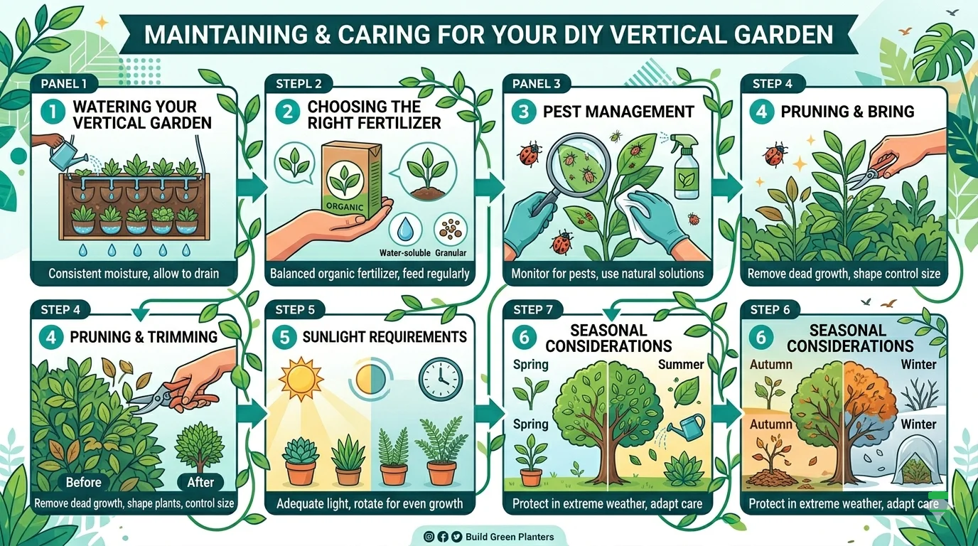infographic of Maintaining and Caring for Your DIY Vertical Garden
