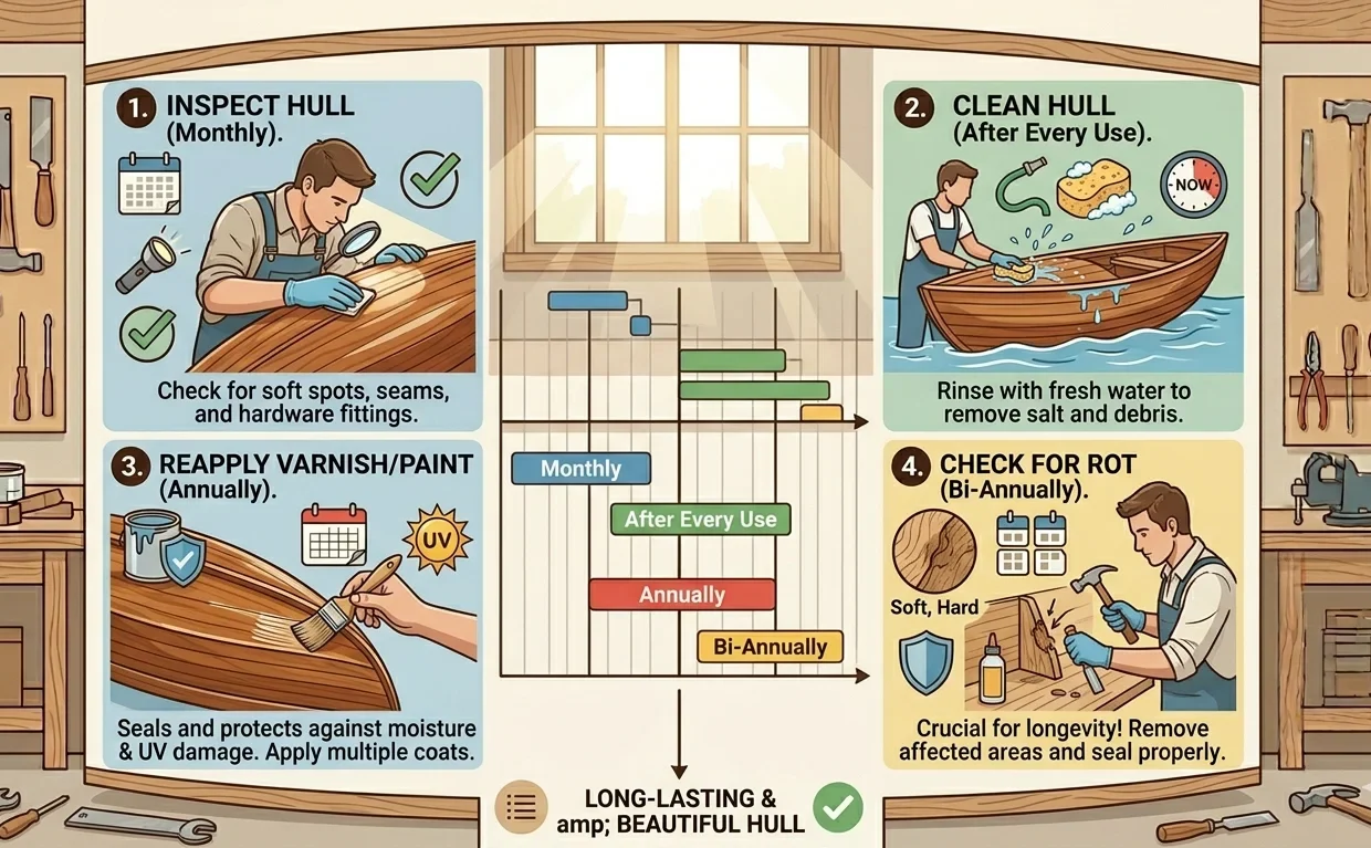 infographic image of Maintenance Tips for Wooden Sailboat Hulls