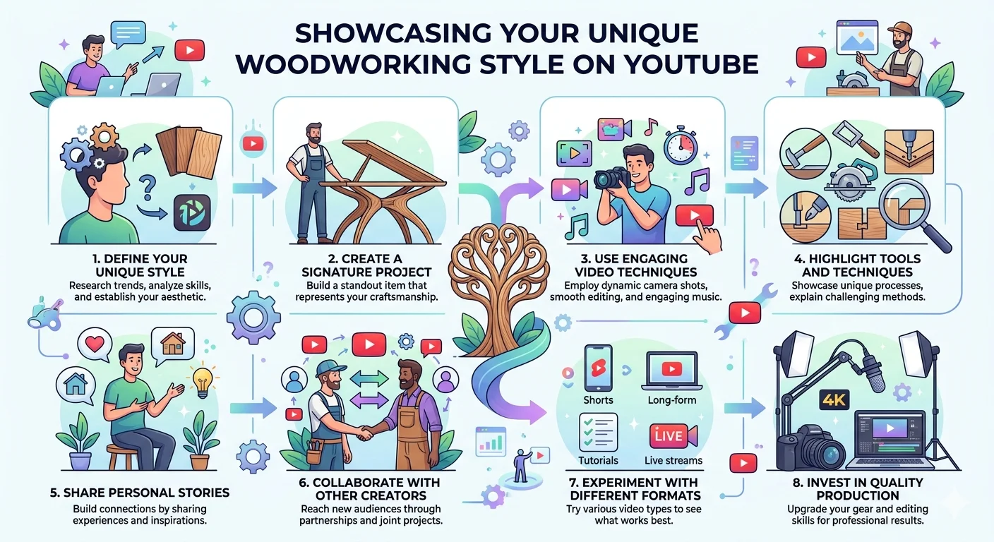 infographic of Showcasing Your Unique Woodworking Style on YouTube